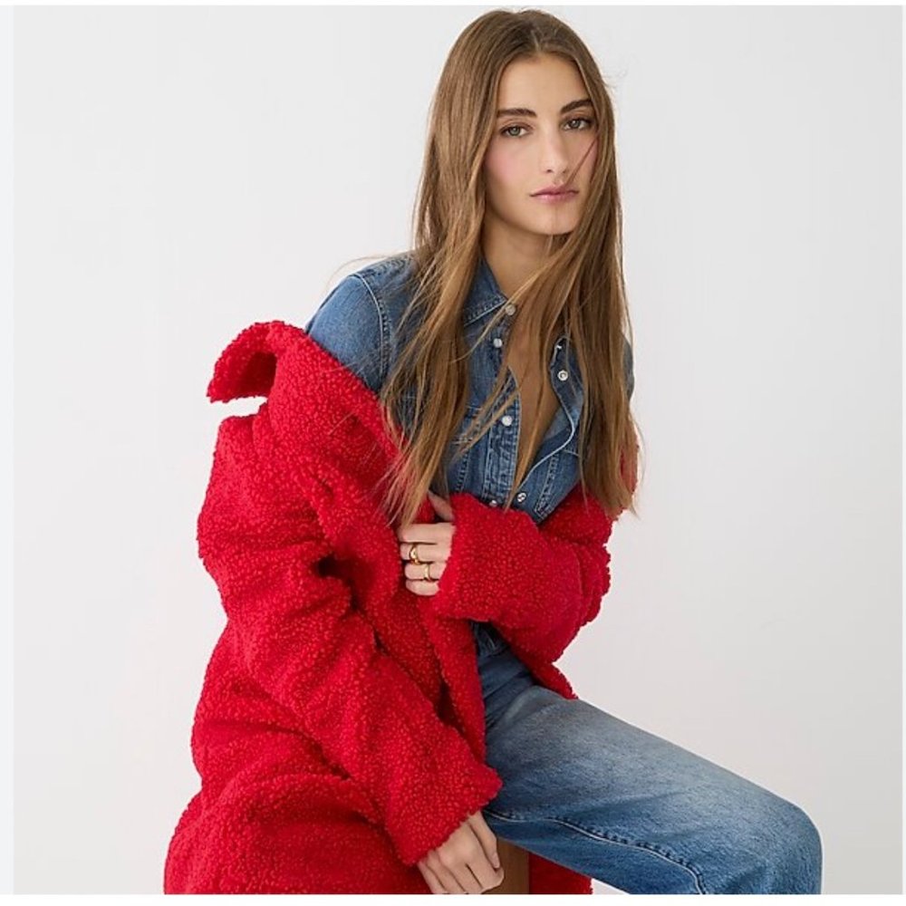 J Crew-NWT- teddy sherpa topcoat - Picture 3 of 4